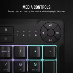 Corsair K55 CORE RGB Membrane Wired Gaming Keyboard – Quiet, Responsive Switches – Spill Resistance – Ten-Zone RGB – Media Keys – iCUE Compatible – QWERTY NA – PC, Mac – Black