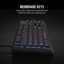Corsair K55 CORE RGB Membrane Wired Gaming Keyboard – Quiet, Responsive Switches – Spill Resistance – Ten-Zone RGB – Media Keys – iCUE Compatible – QWERTY NA – PC, Mac – Black