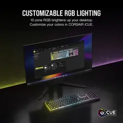 Corsair K55 CORE RGB Membrane Wired Gaming Keyboard – Quiet, Responsive Switches – Spill Resistance – Ten-Zone RGB – Media Keys – iCUE Compatible – QWERTY NA – PC, Mac – Black