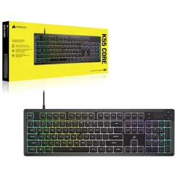 Corsair K55 CORE RGB Membrane Wired Gaming Keyboard – Quiet, Responsive Switches – Spill Resistance – Ten-Zone RGB – Media Keys – iCUE Compatible – QWERTY NA – PC, Mac – Black