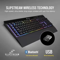 CORSAIR K57 RGB Wireless Gaming Keyboard - SLIPSTREAM Wireless, Bluetooth, Per-Key RGB, 6 Macro Keys