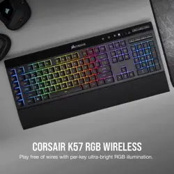 CORSAIR K57 RGB Wireless Gaming Keyboard - SLIPSTREAM Wireless, Bluetooth, Per-Key RGB, 6 Macro Keys