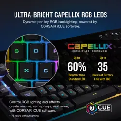 CORSAIR K57 RGB Wireless Gaming Keyboard - SLIPSTREAM Wireless, Bluetooth, Per-Key RGB, 6 Macro Keys