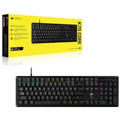 CORSAIR K70 CORE RGB Mechanical Gaming Keyboard - Pre-lubricated Corsair MLX Red Linear Keyswitches - Sound Dampening - Media Control Dial - iCUE Compatible - QWERTY NA Layout - Black