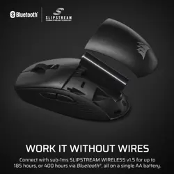 Corsair M55 Wireless Lightweight FPS Gaming Mouse – 2.4GHz & Bluetooth – 24,000 DPI – Long-Lasting Battery Life – Six Programmable Buttons – Textured Side Grips – Black
