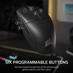 Corsair M55 Wireless Lightweight FPS Gaming Mouse – 2.4GHz & Bluetooth – 24,000 DPI – Long-Lasting Battery Life – Six Programmable Buttons – Textured Side Grips – Black