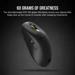Corsair M75 AIR Wireless Ultra Lightweight Gaming Mouse – 2.4GHz & Bluetooth – 26,000 DPI – Up to 100hrs Battery – iCUE Compatible – Black