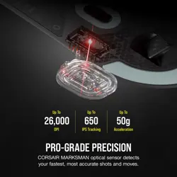 Corsair M75 AIR Wireless Ultra Lightweight Gaming Mouse – 2.4GHz & Bluetooth – 26,000 DPI – Up to 100hrs Battery – iCUE Compatible – Black