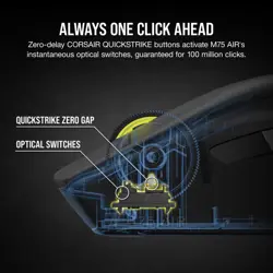 Corsair M75 AIR Wireless Ultra Lightweight Gaming Mouse – 2.4GHz & Bluetooth – 26,000 DPI – Up to 100hrs Battery – iCUE Compatible – Black