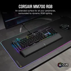 CORSAIR MM700 RGB Extended Cloth Gaming Mouse Pad - 36.6" x 15.8" - 360° RGB Lighting - Two USB Port Hub - Thick Rubber - Black