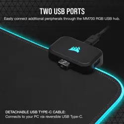 CORSAIR MM700 RGB Extended Cloth Gaming Mouse Pad - 36.6" x 15.8" - 360° RGB Lighting - Two USB Port Hub - Thick Rubber - Black