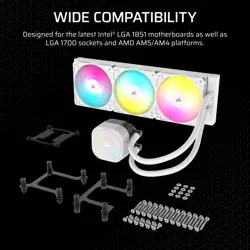 Corsair NAUTILUS 360 RS ARGB Liquid CPU Cooler - White | 360mm AIO, Low-Noise, Direct Motherboard Control