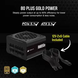 Corsair RMe Series™ RM850e Fully Modular Low-Noise ATX Power Supply - Black, White