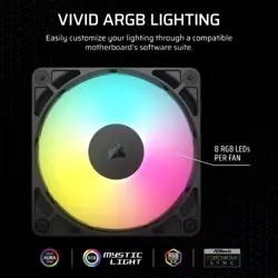Corsair RS120 ARGB 120mm PWM Case Fan - White, Black | Magnetic Dome Bearing, Daisy-Chain