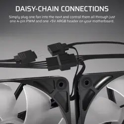 Corsair RS120 ARGB 120mm PWM Case Fans - Triple Pack (Black) | Magnetic Dome Bearing, Daisy-Chain