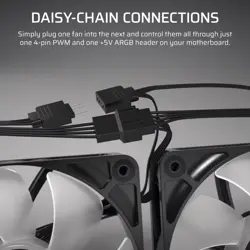 Corsair RS140 ARGB 140mm PWM Case Fan - Single Pack (Black) | Magnetic Dome Bearing, Daisy-Chainable