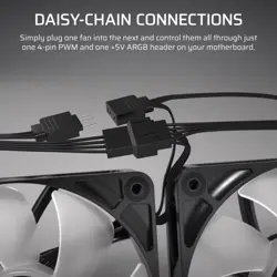 Corsair RS140 ARGB 140mm PWM Case Fans - Dual Pack (Black & White Options) | Magnetic Dome Bearing, Daisy-Chain