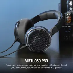 Corsair Virtuoso PRO Open Back Multiplatform Wired Gaming Headset – Detachable Uni-Directional Microphone – Graphene Drivers – 20Hz-40 kHz – PC, Mac, PS5, PS4, Xbox, Nintendo Switch, Mobile – Carbon