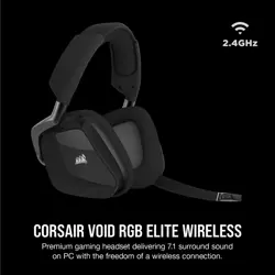 CORSAIR VOID RGB ELITE Wireless Premium Gaming Headset - 7.1 Surround Sound, RGB, Carbon