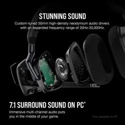 CORSAIR VOID RGB ELITE Wireless Premium Gaming Headset - 7.1 Surround Sound, RGB, Carbon