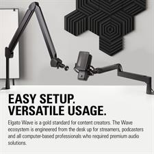 Corsair Elgato Wave 3 - Premium Studio Quality USB Condenser Microphone for Streaming, Podcast, Gaming and Home Office, Free Mixer Software, Sound Effect Plugins, Anti-Distortion, Plug ’n Play, for Mac, PC
