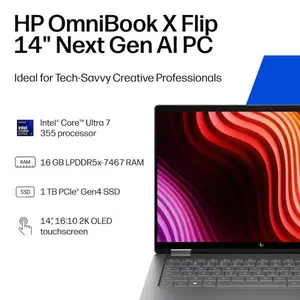 HP OmniBook 14 KB0023DX Laptop – Intel Core Ultra 7 256V, 16GB LPDDR5X, 1TB SSD, 14" 2K Touch Display, Windows 11