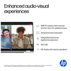 HP OmniBook 5 Flip 14 FP0023DX - Ultra 7 Processor, 16GB RAM, 512GB SSD, 14 inch 2K, X360 IPS Display with 300 Nits, IR Webcam, Backlit Keyboard - Glacier Silver finish