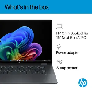HP OmniBook X Flip 16 2-in-1 Next Gen AI Laptop with Intel Core Ultra 7 256V, 16GB LPDDR5X, 512GB SSD, 16" 2K Touch Display, Backlit Keyboard, Stylus Pen & Windows 11