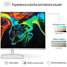 HP Series 5 32 inch FHD Monitor 532sf - 100Hz Refresh Rate, 3000:1 CR, 99 percent sRGB Colour & 300 Nits - HDMI & VGA Ports - Low-Blue Light, Ergonomically Adjustable