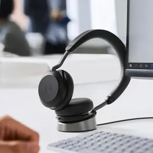 Jabra Evolve2 75 – Wireless Bluetooth Headset | Active Noise Cancellation | USB-C / USB-A Adapter | Black (Professional)