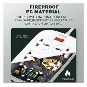 LDNIO SC4407 2500W Power Socket – 4 AC Outlets, 4 USB Charging Ports, Surge Protection, Smart Power Strip