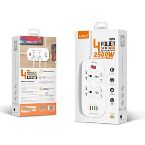 LDNIO SC4407 2500W Power Socket – 4 AC Outlets, 4 USB Charging Ports, Surge Protection, Smart Power Strip