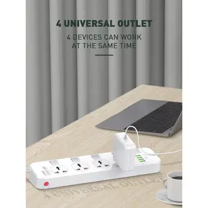 LDNIO SC4408 2500W Power Socket – 4 AC Outlets, 4 USB Ports, Smart Charging, Surge Protection