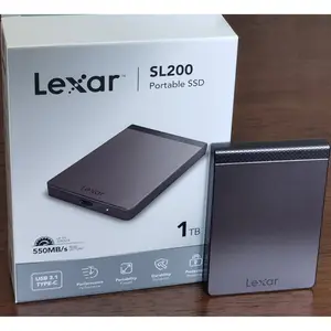 Lexar® SL200 Portable SSD – USB 3.1 Type-C, Up to 550MB/s Read, 256-Bit AES Encryption