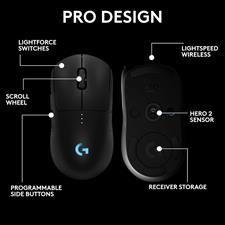 Logitech G PRO 2 Lightspeed Wireless Gaming Mouse, Right- or Left-Handed Mouse with up to 4 Customizable and Switchable Magnetic Side Buttons, 44K DPI Sensor, USB-C Charging, for PC/Mac - Black