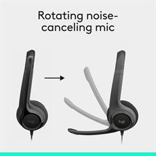 Logitech H390 Gaming Headphones, Wired Headphones with Mic, USB Headset with Microphone for PC, Noise Cancelling Microphone for Video Meetings, Music, Gaming - Black