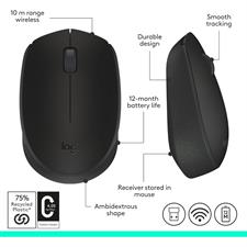 Logitech M171 Wireless Mouse for PC, Mac, Laptop, 2.4 GHz with USB Mini Receiver, Optical Tracking, 12-Months Battery Life, Ambidextrous - Black, Red, Blue