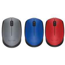 Logitech M171 Wireless Mouse for PC, Mac, Laptop, 2.4 GHz with USB Mini Receiver, Optical Tracking, 12-Months Battery Life, Ambidextrous - Black, Red, Blue