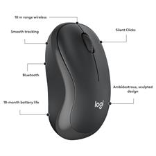 Logitech M240 Silent Bluetooth Mouse, Wireless, Compact, Portable, Smooth Tracking, 18-Month Battery, for Windows, macOS, ChromeOS, Compatible with PC, Mac, Laptop, Tablets - White, Black