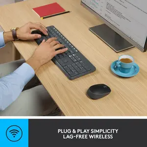 Logitech MK235 Wireless Keyboard and Mouse Combo – Full-Size Keyboard | Long Battery Life | Plug & Play | Reliable 2.4GHz Connection