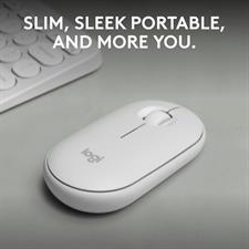Logitech Pebble Mouse 2 M350s Slim Bluetooth Wireless Mouse, Portable, Lightweight, Customizable Button, Quiet Clicks, Easy-Switch for Windows, macOS, iPadOS, Android, Chrome OS - Black, White, Gray