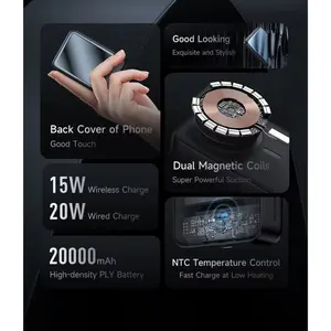 MCDODO MC-502 20000mAh Magnetic Power Bank – 22.5W Fast Charging, Wireless Charging, USB-C PD, LED Display