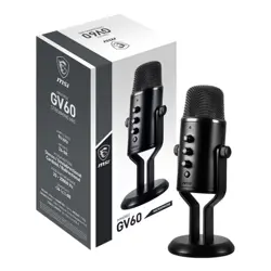 MSI IMMERSE GV60 Streaming Microphone (USB Type-C Interface and 3.5mm Aux, for Professional Applications with Intuituve Control in 4 Modes: Stereo, Omnidirectional, Cardioid and Bidirectional)