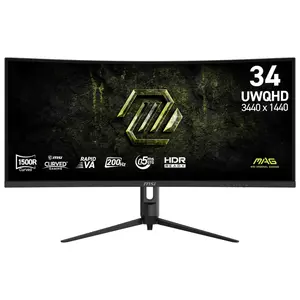 MSI MAG 342CQRF E20 Gaming Monitor – 34" UWQHD 1500R Curved Rapid VA, 200Hz, 0.5ms, FreeSync Premium, HDR Ready