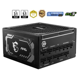 MSI MAG A1250GL PCIE5 Power Supply Unit | 1250W, 80 PLUS Gold Certified, Fully Modular, ATX 3.1, Native 12VHPWR (PCIe 5.1) Connector, 135mm FDB Fan