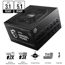MSI MAG A850GL PCIE 5.1 & ATX 3.1 Gaming Power Supply - Full Modular - 80 Plus Gold Certified 850W - Compact Size - ATX PSU