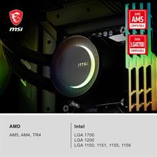 MSI MAG CoreLiquid E360 Black - AIO ARGB CPU Liquid Cooler - Rotating Cap Design - 360mm Radiator - Triple 120mm ARGB PWM Fans - LGA 1700/1851 / AM5/AM4 Compatible