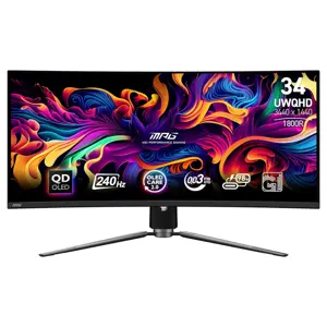 MSI MPG 341CQPX QD-OLED 34 Inch Ultrawide Curved Gaming Monitor | UWQHD 3440x1440, 240Hz, 0.03ms GTG, DisplayHDR True Black 400, FreeSync Premium Pro, USB-C 98W PD