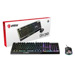 MSI VIGOR GK30 COMBO WHITE, Black US WIRED Gaming Keyboard & Mouse Set | Plunger Switches, 5000 DPI Optical Sensor, 6-Zone RGB