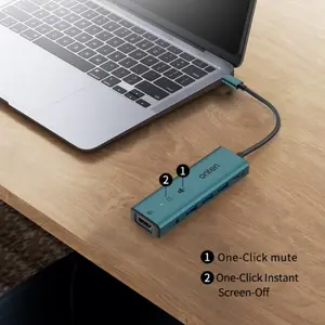 ONTEN UC123+ 5-in-1 USB-C Hub – 4K HDMI, USB 3.0, Dual USB 2.0, Audio Jack, Screen-Off & Mute Control